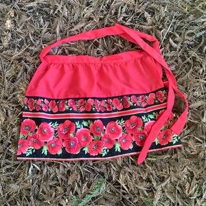 New Red roses border apron Christmas gifts Octoberfest Apron Black floral apron